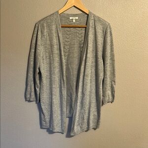 Gray Open Front Cardigan Sweater